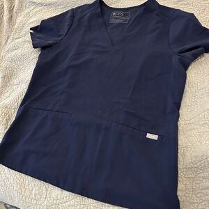 Figs Navy Scrub Top Medium